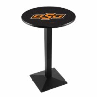 L217 Oklahoma State University 36'' Tall - 36'' Top Pub Table with Black Wrinkle Finish