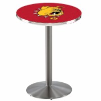 L214 Ferris State University 36'' Tall - 36'' Top Pub Table with Stainless Finish