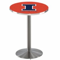 L214 University of Illinois 36'' Tall - 36'' Top Pub Table with Stainless Finish