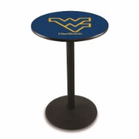 L214 West Virginia University 42'' Tall - 36'' Top Pub Table with Black Wrinkle Finish
