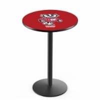 L214 University of Wisconsin (Badger) 42'' Tall - 36'' Top Pub Table with Black Wrinkle Finis