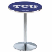 L214 Texas Christian University 42'' Tall - 36'' Top Pub Table with Chrome Finish