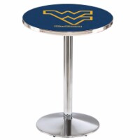 L214 West Virginia University 42'' Tall - 36'' Top Pub Table with Chrome Finish