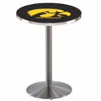 L214 University of Iowa 42'' Tall - 36'' Top Pub Table with Stainless Finish