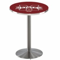 L214 Mississippi State University 42'' Tall - 36'' Top Pub Table with Stainless Finish