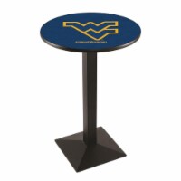 L217 West Virginia University 42'' Tall - 36'' Top Pub Table with Black Wrinkle Finish