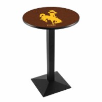 L217 University of Wyoming 42'' Tall - 36'' Top Pub Table with Black Wrinkle Finish