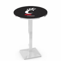 L217 University of Cincinnati 42'' Tall - 36'' Top Pub Table with Chrome Finish