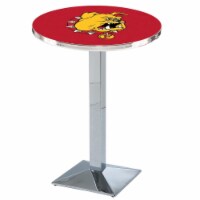 L217 Ferris State University 42'' Tall - 36'' Top Pub Table with Chrome Finish