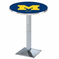 L217 University of Michigan 42'' Tall - 36'' Top Pub Table with Chrome Finish