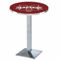 L217 Mississippi State University 42'' Tall - 36'' Top Pub Table with Chrome Finish