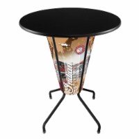 Holland Bar Stool L218B42IndianWrap-OD36RBlk Indian Motorcycle Lighted Pub Table, Black Top