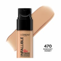 L'Oreal Paris Infallible Foundation 32 Hour Fresh Wear Lightweight 470 Radiant Honey Perspective: Main
