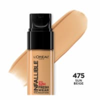 L'Oreal Paris Infallible Foundation 24 Hour Fresh Wear Lightweight 475 Sun  Beige, 1.0 fl oz - Pay Less Super Markets