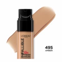 L'Oreal Paris Infallible Foundation 32 Hour Fresh Wear Lightweight 495 Amber Perspective: Main