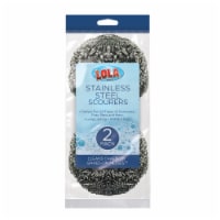 LOLA Stainless Steel Scourers, Heavy-Duty Curled Flat Wire, Odor & Rust Proof - 2 Pack