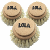 Lola Pot and Pan Brush Replacement Head| Brass Wire & Tampico Bristles - Set of 3