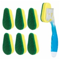 LOLA Soap Dispensing Dish Wand W/ 7 Super Absorbent Sponge Head, Reusable