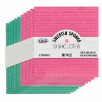 LOLA Cellulose Sponge Cloths, Eco-Friendly, Reusable & Machine Washable - 10 Pack