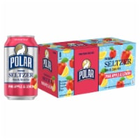 Polar Pink Apple and Lemon Flavored Seltzer Water Cans Perspective: Main