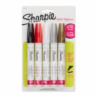 Sharpie Medium Point Oil-Based Opaque Paint Markers 5/Pkg-Black, Gold, Red, Silver & White