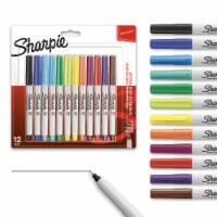 Sharpie® Permanent Markers, Ultra Fine Point, Assorted Colors, 12 Count Perspective: Main