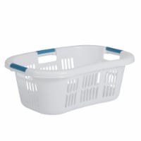Rubbermaid 2.1 Bushel Large Hip-Hugger Portable Plastic Laundry Basket, White