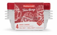 Rubbermaid Take Alongs Square Food Containers - 4 Pack - Clear/Red Perspective: Main