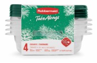 Rubbermaid Take Alongs Square Food Storage Containers - 4 Pack - Clear/Pine Perspective: Main