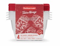 Rubbermaid Take Alongs Deep Square Food Storage Containers - 4 Pack - Clear/Red Perspective: Main