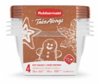 Rubbermaid Take Alongs Deep Square Food Storage Containers - 4 Pack - Clear/Brown Perspective: Main