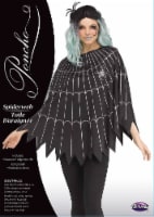 Adult Black and Silver Spider Web Poncho Halloween Costume Perspective: Main