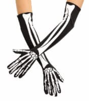 Fun World Black and White Skeleton Gloves Halloween Costume Accessory Perspective: Main