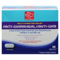 Harris Teeter™ Multi-Sympton Relief Anti Diarrheal/Anti Gas Lopermide Simthicon Tablets Perspective: Main