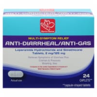 Harris Teeter™ Multi-Sympton Relief Anti Diarrheal/Anti Gas Lopermide Simthicon Tablets Perspective: Main