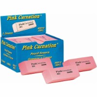 Pink Carnation Erasers, Large, 2-9/16 x 1 x 7/16, Pack of 12