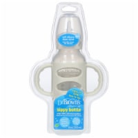 Dr. Brown's Natural Flow Sippy Spout Bottle with Handles and Lid - Gray