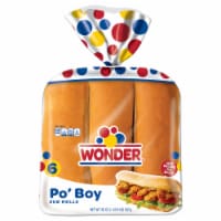 Wonder Bread Po' Boy Sub Rolls, White Bread Sandwich Rolls, 6 Count Perspective: Main