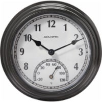 Acurite 8.5 In. Dark Silver Gray Wall Clock/Thermometer 02413A1