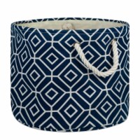 Design Imports CAMZ10018 Round Polyester Bin - Stained Glass Navy, 15 x 16 x 16 in.