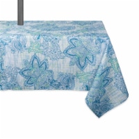 Design Imports CAMZ10390 60 x 84in Blue Watercolor Paisley Print Outdoor Tablecloth w Zipper