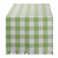 Design Imports CAMZ10436 14 x 108 in. Green Heavyweight Check Fringe Table Runner
