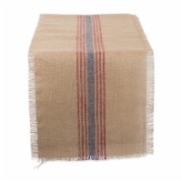 Design Imports CAMZ10551 14 x 72in Middle Stripe Burlap Table Runner-French Blue & Barn Red