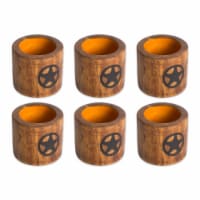Design Imports CAMZ10860 Lone Star Wood Napkin Ring Set - Set of 6