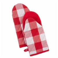 Design Imports CAMZ11237 Red & White Buffalo Check Oven Mitt - Set of 2