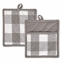 Design Imports CAMZ11456 Grey & White Buffalo Check Potholder - Set of 2