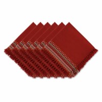 Design Imports CAMZ11663 Red Chipotle Hacienda Stripe Fringed Napkin - Set of 6