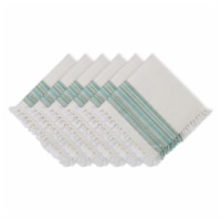 Design Imports CAMZ11686 Teal Blue Striped Fringed Napkin - Set of 6