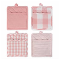 Design Imports CAMZ11741 Assorted Pink & White Potholder - Set of 4