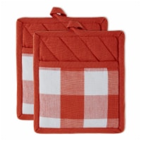 Design Imports CAMZ12344 9 x 8 in. Vintage Red Buffalo Check Potholder - Set of 2